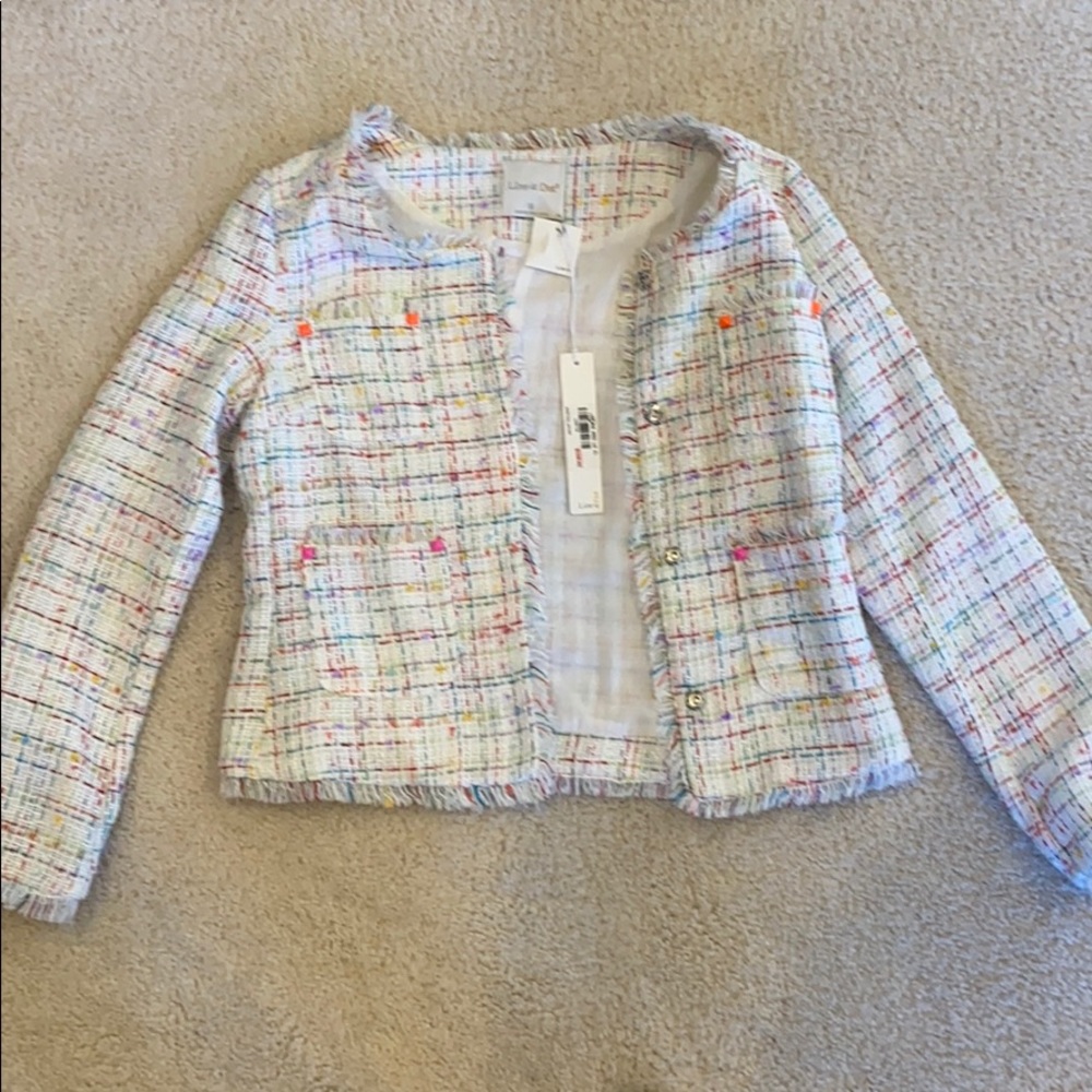 Line and dot tweed blazer